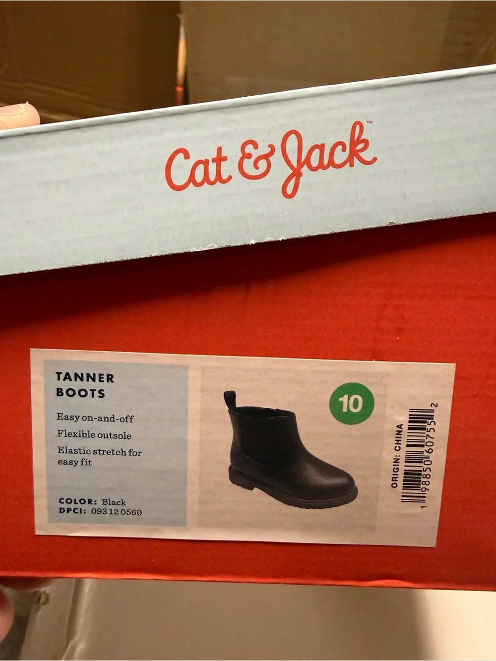 NWT Cat & Jack Black Chelsea Style Zip Ankle Boots Tanner Little Girls Size 10